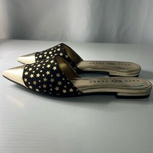 Katy Perry pointed gold toe star mule - The Tarin black size 7